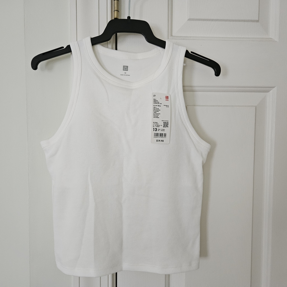 Uniqlo White Ribbed Bra Top girls